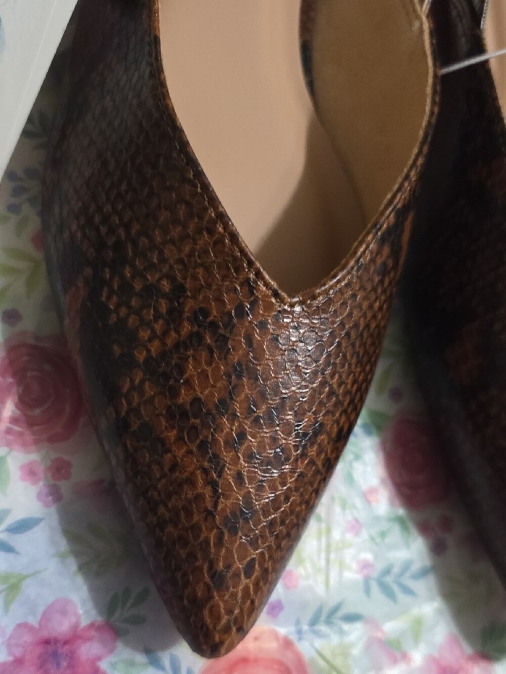 a new day Brown Snakeskin Pointed Slingback Flats - Picture 3 of 7